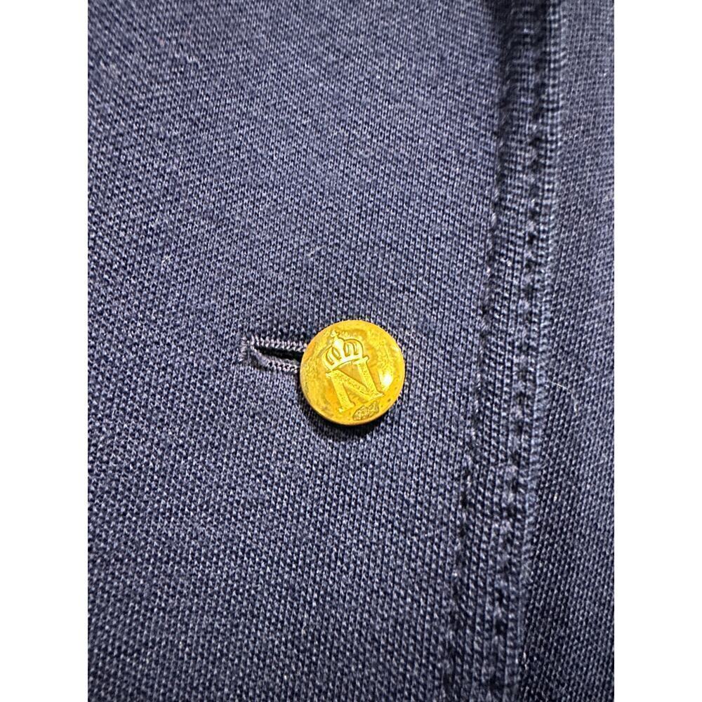 Size M Merino Wool Vintage Blazer Blue Academia Crest Preppy Clueless FLAWED - Picture 10 of 11